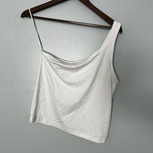 White one shoulder crop top